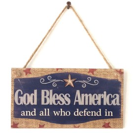 4th of July Decorations Squareness Door Sign Hanging Door Decor Wooden Sign Door Decorations Door Hanger for Outdoor Farmhouse Porch Front Door,Red White and Blue Decorations