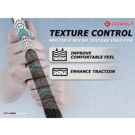 Gowolf Cross Corded Rubber Golf Grips 13 Pack, Back Rib Improved Control Multi-compound Hybrid Golf Club Grips, with Free 15 Tapes (Green(Full Kits), Standard)