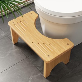 WBKATN Wooden Squatting Potty for Adults, 6.7 Inch Toilet Stool Squat Adult, Non-Slip Natural Wood Poop Stool for Bathroom with Ergonomic Design, Portable Toilet Foot Stools for Healthy Posture