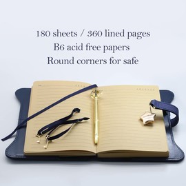 Hoci Poci Diary with Lock and Keys for Girls Gift Ideas, Refillable Journal for Women, Starry Night Secret Notebook with Lined Pages for Writing Drawing, Magic Crystal Golden Pen and Bookmark Included (Astro Blue)