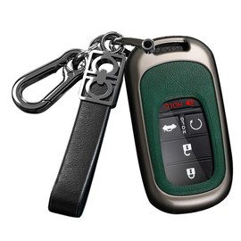ontto Intelligent Key Holder Smart Remote Key Cover Fit for Honda Accord Civic HR-V CR-V Pilot Sport SI EX EX-L Touring 2022 2023 Key Fob,Leather Car Key Protector with Keychain Black