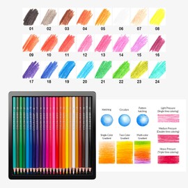 24 Colored Pencils for Adult Coloring Books, Coloring Pencil Set & Drawing Pencils for Sketching, Art Pencil & Art Supplies for Adultsand Teens,Soft Core for School Supplies