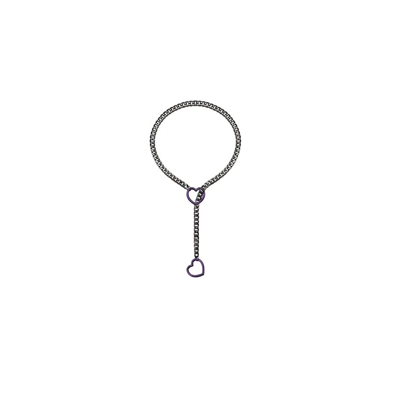 Black Heart Ring, Cuban Long Necklace Jewelry, Lariat Y-Necklace purple