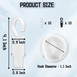 20 Pcs Strong Plastic Swivel Laundry Hooks Clips - Super Strong Hanger for Wardrobe, Boot, Hat, Curtain, Socks, Sheets, Beach Towel (Black, White)