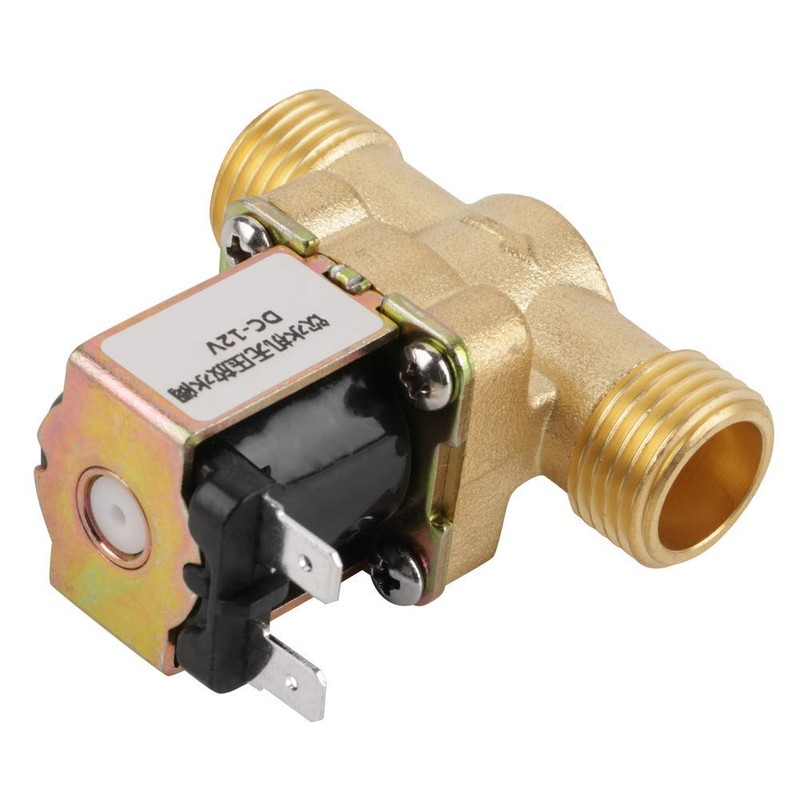 Akozon Solenoid Valve, 12V BSPP G1/2 Brass N/C Normally Closed