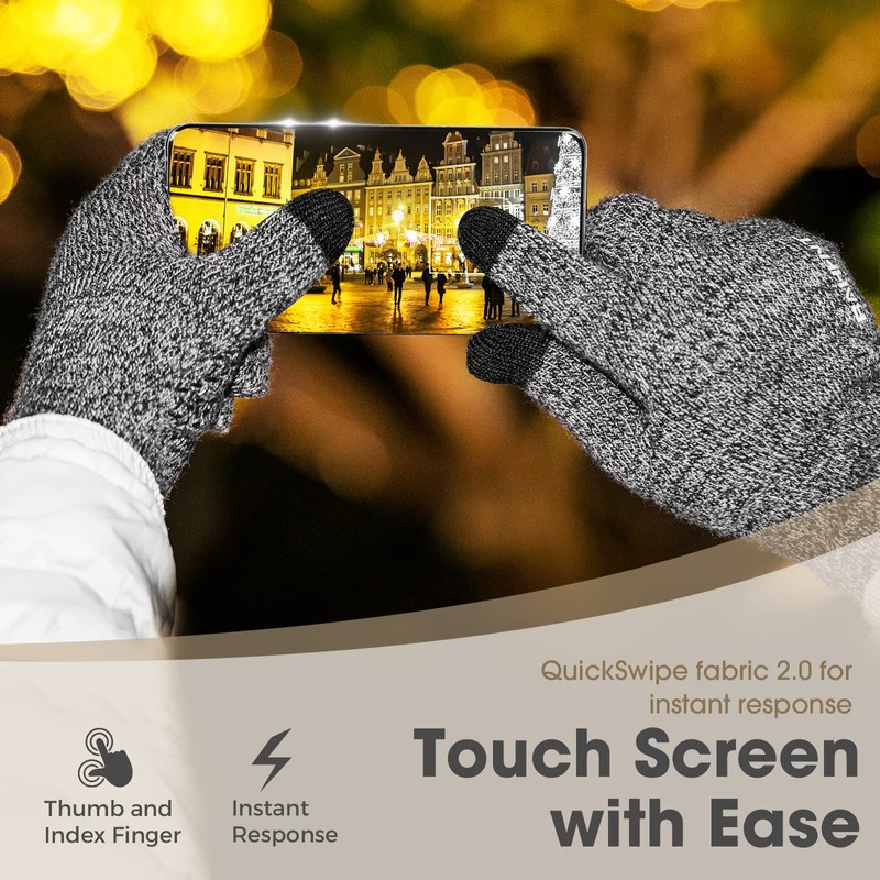 Rahhint Thermal Winter Gloves for Men Women Pure Wool Knit