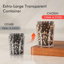 Electric Salt and Pepper Grinder Set: 135ml rechargeable Pepper Mill Grinder with USB Charging Base & LED Light - 6 Adjustable Coarseness pepper shakers for Kitchen, BBQ & Housewarming