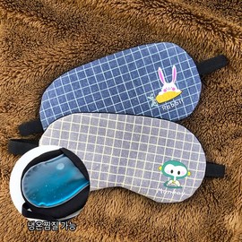 New Modern Check sleep mask, eye mask, gel pack included Check Rabbit (Blue) 5ea