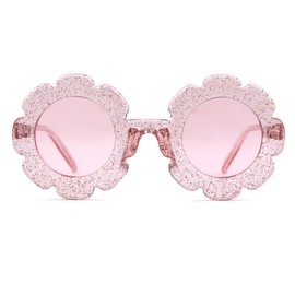ADE WU Sunglasses for Kids Toddler Girls Boys Children Flower Sun Glasses UV 400 Protection (Cystal Pink Frame Pink Lense)