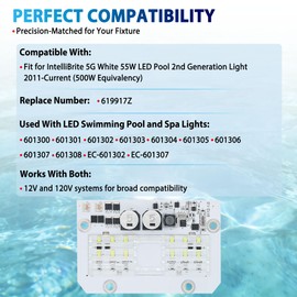 Aoryimt 619917Z 500W Light Engine Circuit Board PCB Fit for Pentair IntelliBrite 5G White LED 55W Pool Light 2nd Generation 2011-Current 601300 601301 601302 601303 601304 601305 601306 601307 601308