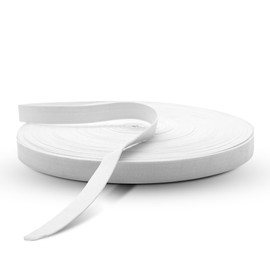 DOJA Barcelona Elastic Closing Tape, 50 m, 20 mm, White, Elastic Band Roll for Sewing, Stretchy Polyester and Rubber, Close Elastic Bands, White Elastic Sewing Tape Roll