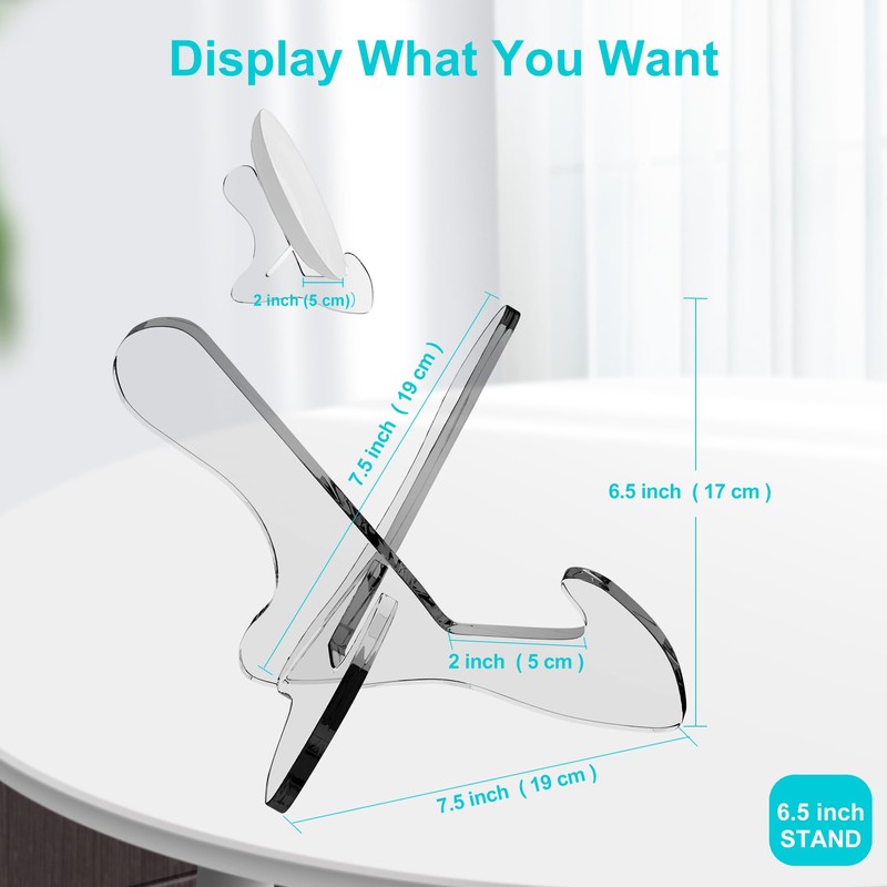 Boloyo "X Shape Acrylic Plate Display Stand, 6.5 Inch 1PC