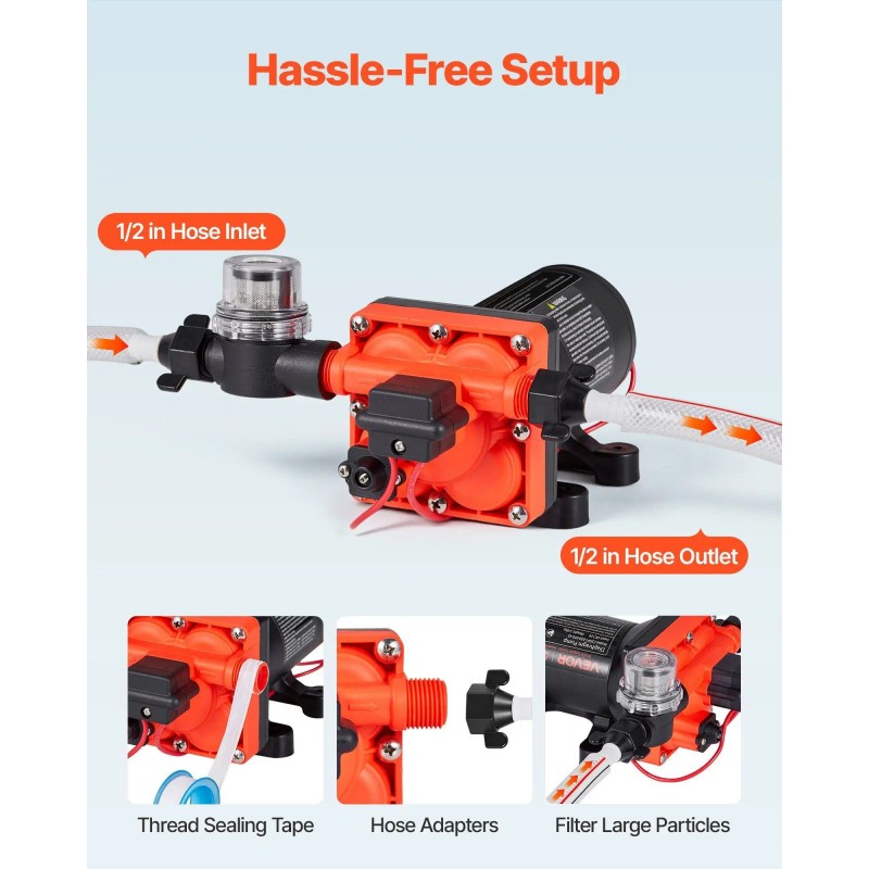 12V DC Marine Water Pump 5 GPM Self Priming Diaphragm