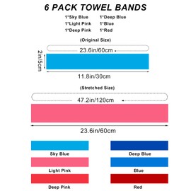 6 Pack Towel Bands, Towel Holder for Beach Chair, 6 Color Rubber Towel Clips for Pool Chair, Must Haves Beach & Cruise Accessories, Towel Bands for Cruise Chairs, Perfect Alternatives for Towel Clips