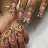 Press on Nails Golden Crushed Diamond Press ons Nails Glue