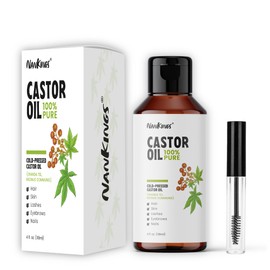 Nankings® Cold Pressed Castor Oil 250 ml - 100% Pure and Natural for Hair | Skin Care | Nails, Eyebrows and Eyelash Care | Mascara Tube