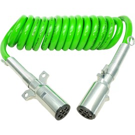 AGORA 7-Way ABS 15"\' Green Coil Trailer Electric Cable Power Cord Lead EL27715
