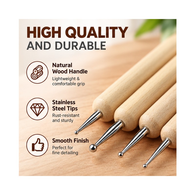5-Piece Double-Ended Ball Stylus Set for Clay and Pottery
