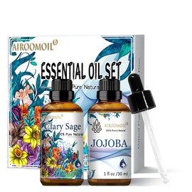 30+30ml Travel Size Clary Sage Jojoba Essential Oil Set Pure Aromatherapy for Balance Natural Scent for DIY Diffusers Massage