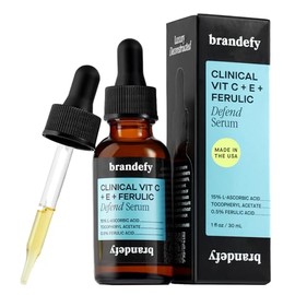 Brandefy Vitamin C Face Serum 15% L. Ascorbic Acid, Ferulic Acid .5% + Vitamin E for Self Care and Beauty, Face Dark Spot Corrector and Anti Aging 1oz