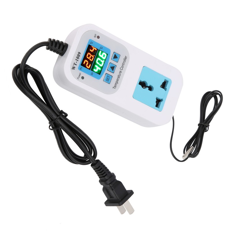 Temperature Controller Digital Dual Display Electronic Control Socket 10A WT‑1009