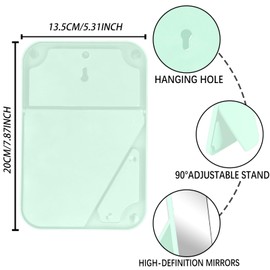 HGUEB 8 Inch Desktop Makeup Mirror, Foldable Portable Princess Mirror with Stand,Table Desk Standing Cosmetic Mirror Wall Hanging Dual-Purpose Square Mirror Blue