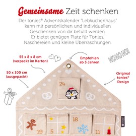 tonies Advent Calendar 2023 Gingerbread House - Advent Calendar for Filling Made of 100% Cotton - Children's Advent Calendar in Tonies Design with 24 Sewn-on Folding Pockets