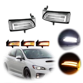 KENRTIR Clear Lens Sequential Amber LED Side Mirror Blinker Turn Signal Light White DRL Marker Lamp for 2015-2021 Subaru WRX/STI Crosstrek XV Outback Impreza 2.0L