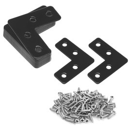 Uenhoy 20 Pcs L Shape Flat Mending Plates 40mm x 40mm (1.57" x 1.57") Flat Corner Braces, Right Angle Photo Frame Bracket, Black