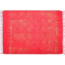 Sar78 Sarong Beach Towel Pareo Wrap Skirt Loop Stole Red