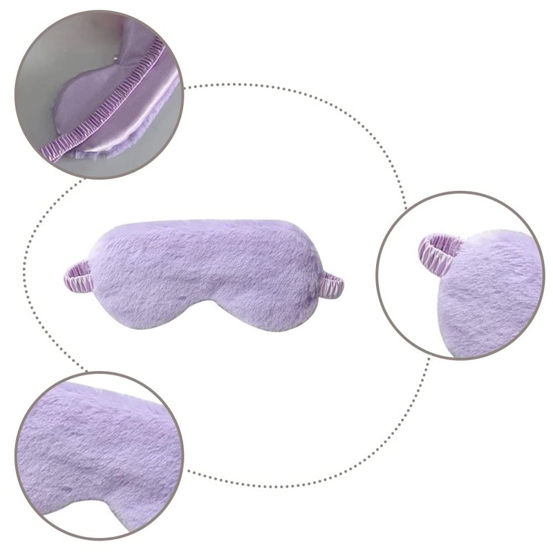 JorJorLer 4 Pcs Plush Silk Sleep Mask, Adjustable Rabbit Blindfold