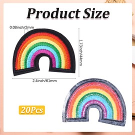 CABODYALS 20Pcs Rainbow Embroidery Patch Colorful Iron on Embroidered Patches Cute Cartoon Mini Sew on Repair Badge Fabric Appliques Bulk for Sewing Making Crafts Clothes Bag Backpack Jackets Hat DIY