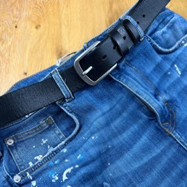 Glamicci Mens Belts Leather | Black Leather Belts for Men | Mens Leather Belts |Black Belt - 1.5" /38mm (5463Black, 42-44" waist -130cm/51 Strap)