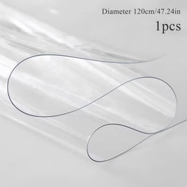 RobLuX Transparent Round PVC Tablecloth Transparent Anti-Hot Table Mat Tablecloth Protection Waterproof Suitable for Dining Tables (Diameter 120 cm)