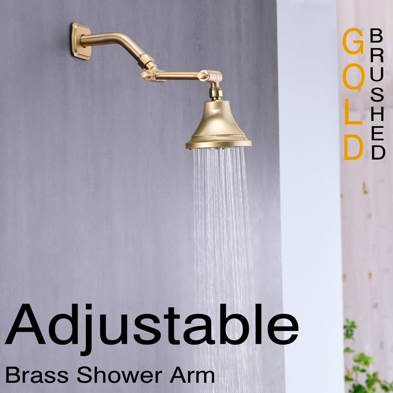TRUSTMI 4 Inch Brass Shower Arm Adjustable Height Shower Head