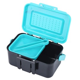 Vbest life Plastic Fishing Bait Holder Fishing Tools Container Fishing Tackle Box 2 Compartment Earthworm Lure Storage Case with Clip