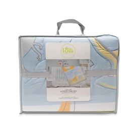 Lolli Living Lolli 4-Piece Baby Bedding Crib Set with Dino Land Pattern. Complete Set with Quilt, 2 Fitted Sheets, and Bed Skirt