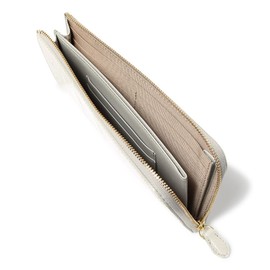 Arcan 1216-632 Long Wallet, L-Shaped Zipper, Genuine Leather, Women's, Tail Crocodile, Made in Japan, Thin, Embossed Crocodile, Cowhide Leather, [94] Pearl