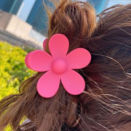 TseanYi Flower Claw Clips Large Floral Hair Claw Clips Candy Flower Huge Claw Clip Big Floral Acrylic Hair Clips Matte Flower Hair Accessories Sweet Candy Pink Hairclip Barrette Headclip