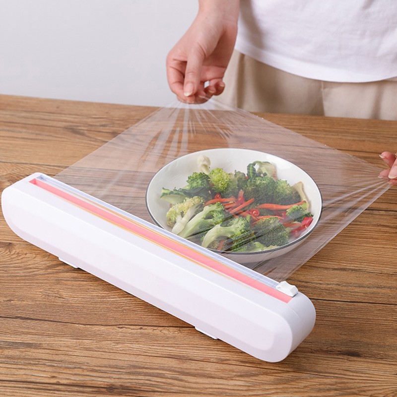 Cling Film Dispenser Cling Film Cutter Refillable Plastic Wrap Dispenser