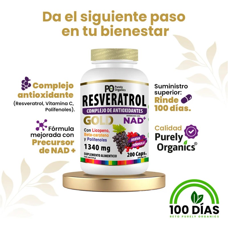 Resveratrol con NAD Antioxidante Frmula mejorada con Vitamina C, Polifenoles,