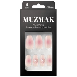 Muse Mark Reusable Nail Tips Coffin, Peony, 1 Piece / 뮤즈마크 리유저블 네일팁 코핀, 피오니, 1개