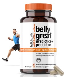 Daily Probiotic for Women, Men + Kids Probiotic –Belly Great Prebiotics and Probiotics for Gut Health & Immune Support + Vitamin D3, Folate B Vitamins: 15 Strain, Gluten Free -60 Count