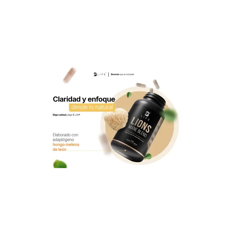 Hongo Melena de León Cápsulas Lions Mane Supplement, 1000mg, 90