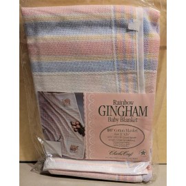 Charles Craft Vintage Charles Craft Rainbow Gingham Baby Blanket 31" x 36" NIP
