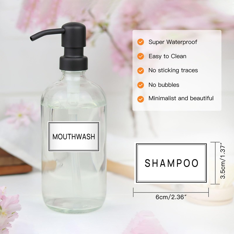HVSWLY Waterproof Labels for Organizing, 48PCS Soap Dispenser Bottles Label