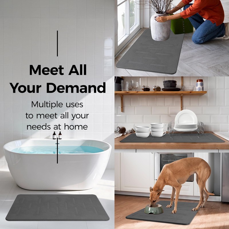 31.5"x19.7" Stone Bath Mat for Bathroom, Large Diatomite Bathmat