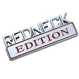 1 Emblema Exterior Redneck Edition de 3.1 Pulgadas para Coche, camión, Barco, calcomanía de Repuesto para F-150 F250 F350 Silverado RAM 1500, Rojo (Chrome/Red)