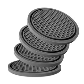 KULOLO Car Cup Holder Coaster 4 Pack - Non Slip & Shockproof,Flexible PVC Rubber Insert for Car/Truck/SUV/Van (2.75"x0.2") Universal Fit Auto Cup Holders Accessories for Women and Man(Gray)
