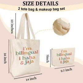 Funny Teacher Appreciation Gifts Teacher Supplies 2pcs Cosmetic Bag Canvas Tote Bag for Women Set, Shopping Beach Grocery Canvas Tote, Thank You Gifts for Women Coworker Friend Teachers Retirement